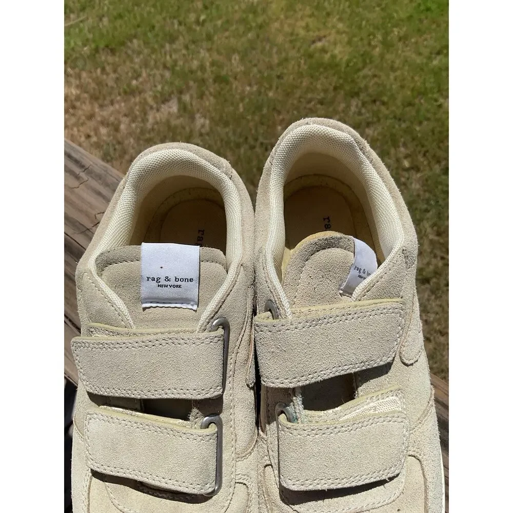 Rag & Bone Biege Suede Low Top Sneakers Womens Hook Loop Streetwear Size 37